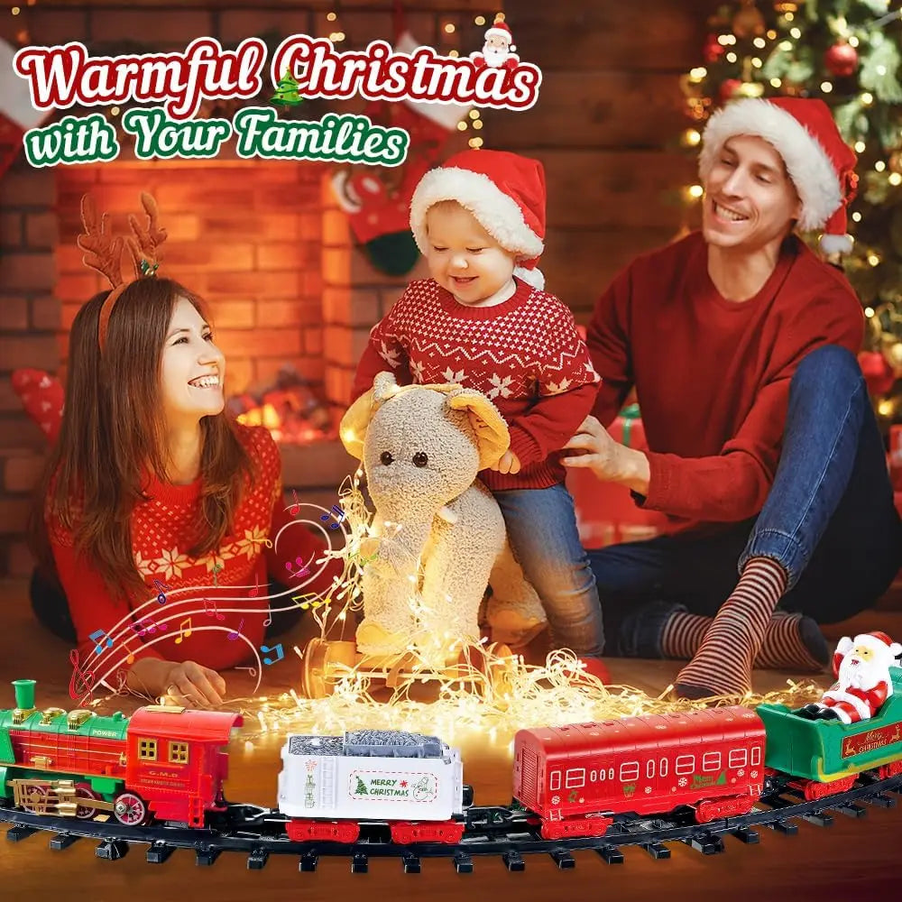 Hanging Christmas Train Set Toy Light and Sound Train Around Christmas Tree Decoration