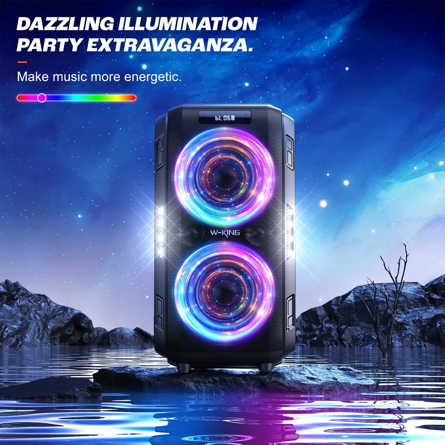 W-KING 250W PEAK Large Bluetooth Speaker Loudest/Massive 120dB