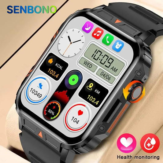 Military Men Smart Watch Bluetooth Call 24/7 Heart Rate Monitor