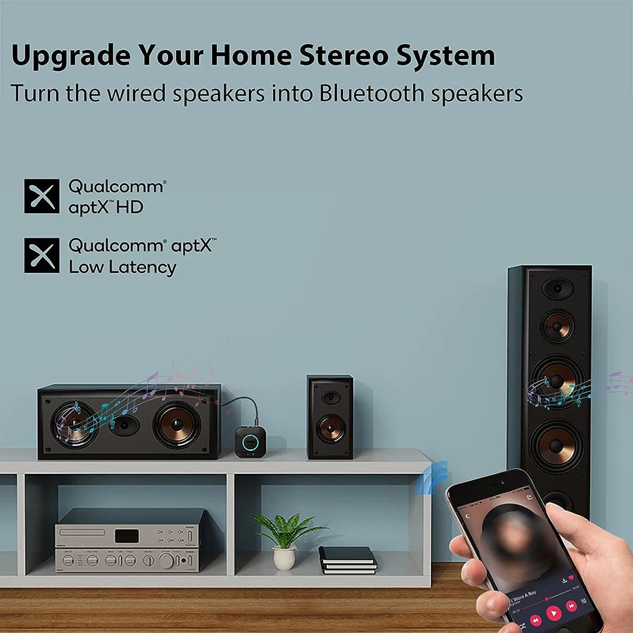 Bluetooth 5.2 Receiver w/Volume Control Hi-Fi Wireless Audio