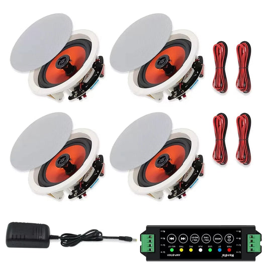 4PCS 6.5" 600 Watts Bluetooth Ceiling Speakers Wired Home Recessed Speaker
