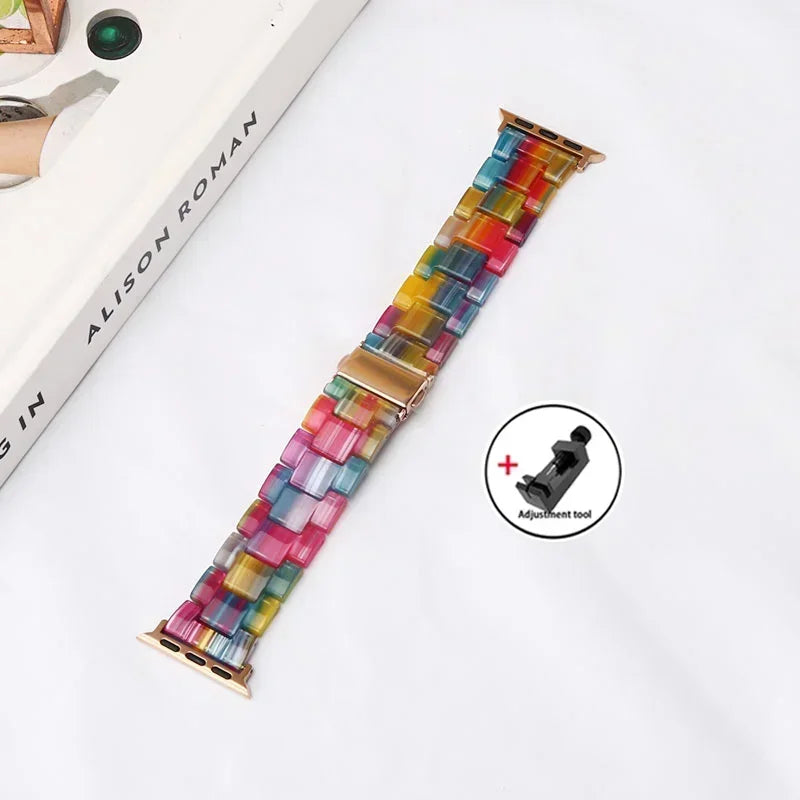 Luxury Resin strap for Apple Watch Ultra 2 Band 49mm 45mm 41mm 40mm 44mm 38mm 42mm Link bracelet iwatch series 9 7 8 6 se 5 4 3