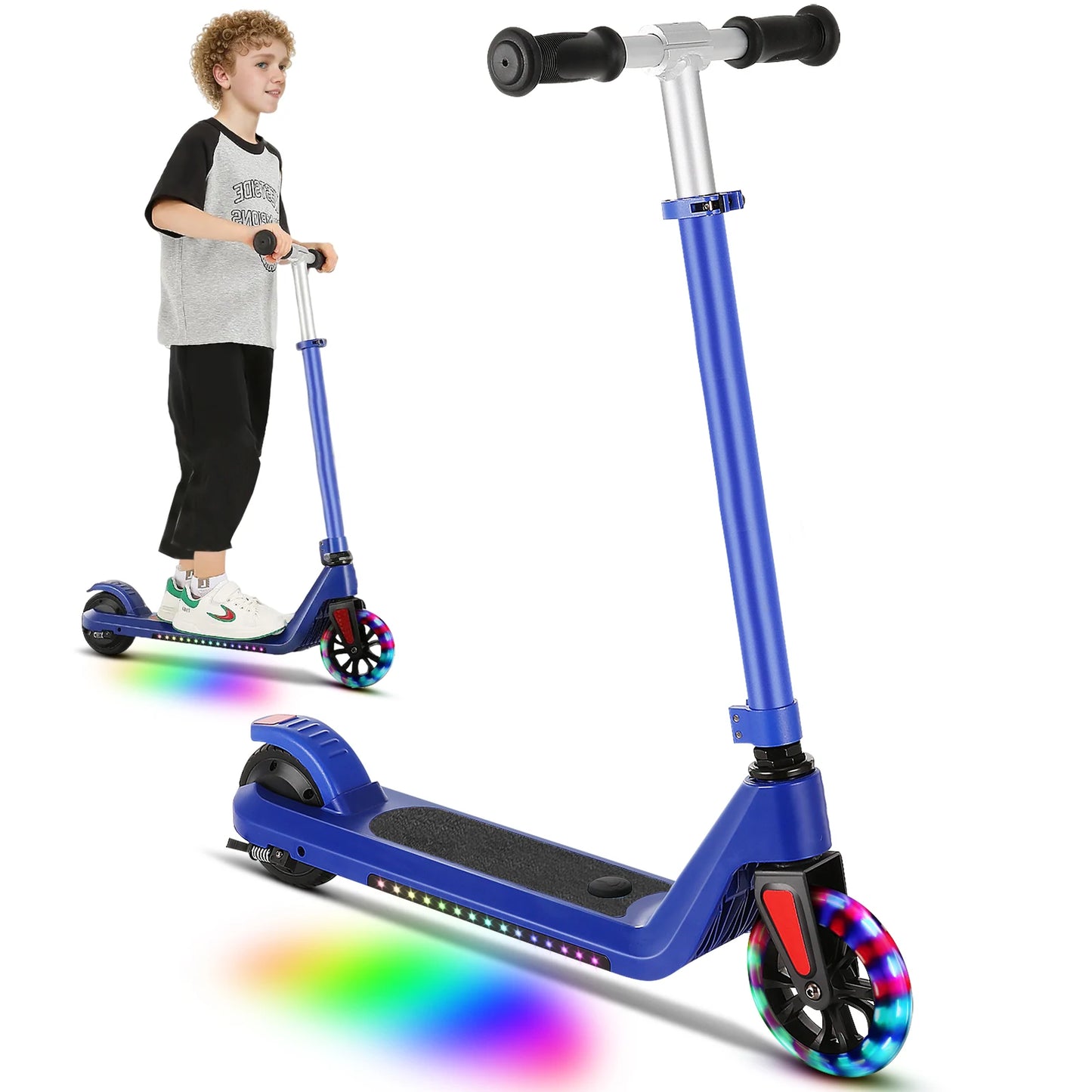 CAROMA Electric Scooter Max 6 MPH 120W Rear Motor For Kid Age 6-12  E-Scooter With Adjustable Height