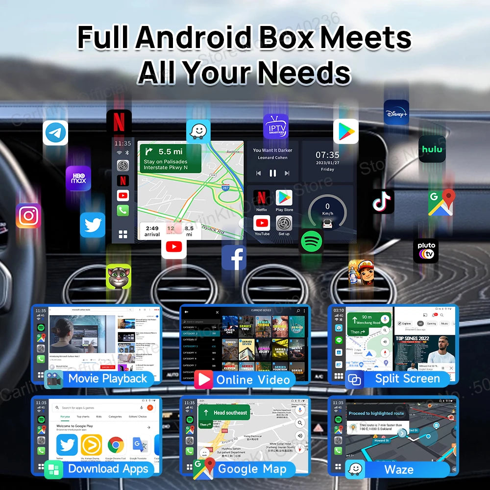 CarlinKit S2 CarPlay Ai Box LED Android 13 Streaming Box 64G