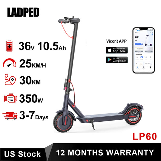 LP60 Electric Scooter 350W 25km/h APP Smart Control Scooter 8.5inch tire
