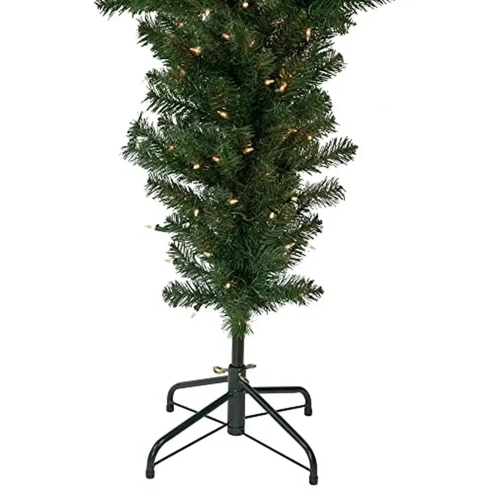 Upside Down Christmas Tree 7.5' Pre-Lit Green Spruce 500 Clear Lights 1293 Branch Tips Stand Included