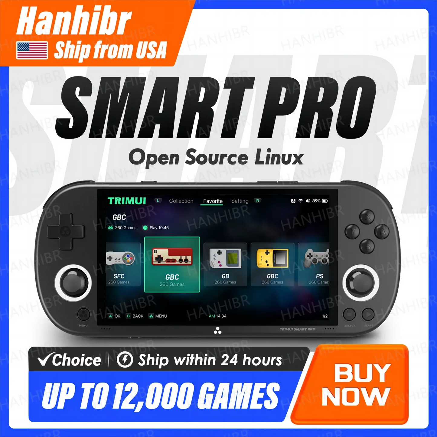 Smart Pro Handheld Game Console 4.96''IPS Screen Linux System