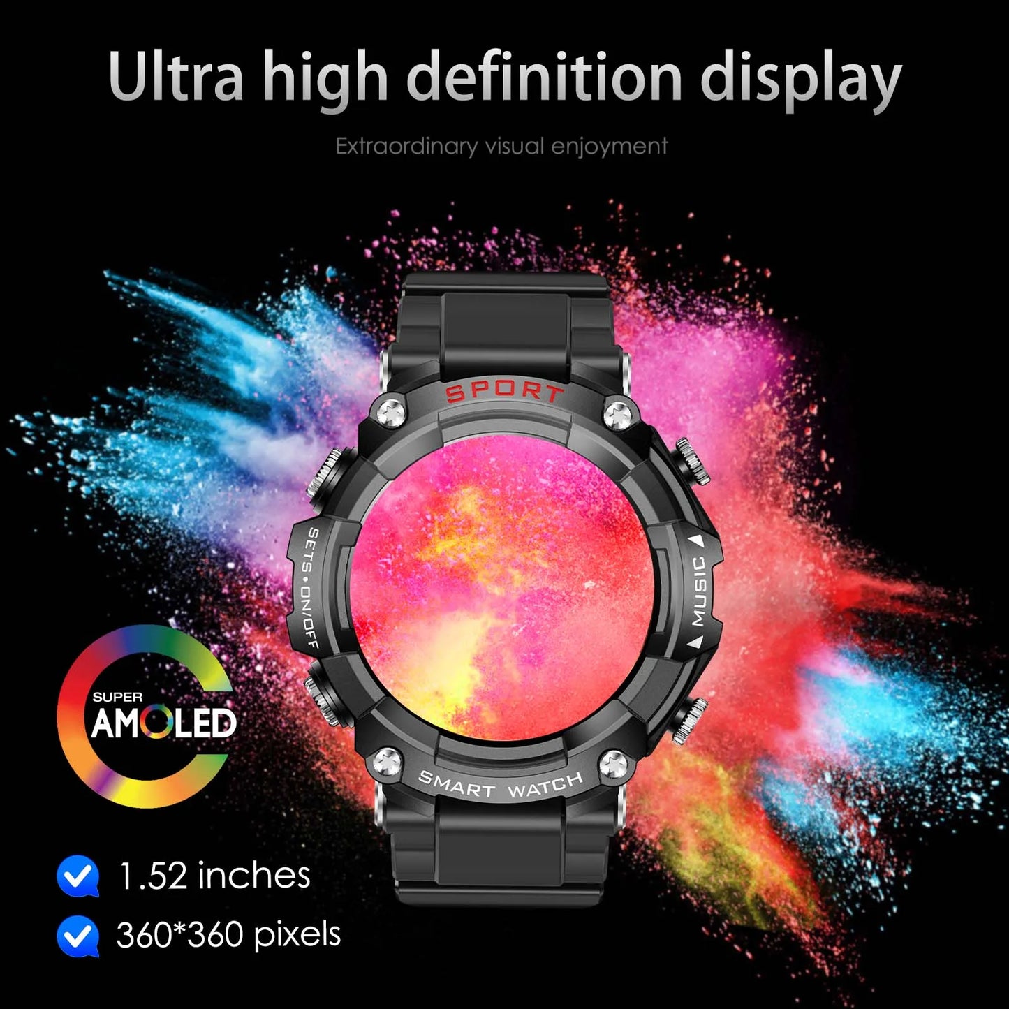 EIGIIS Smart Watch With In-Ear Bluetooth Headset Heart Rate Blood Pressure Oxygen Monitoring HD Audio