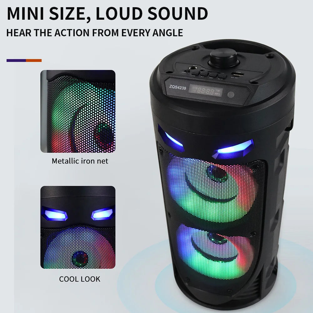 Wireless Bluetooth Speaker With Wired Microphone & Remote Control Column Big Power Party Speakers Loudspeaker For Family Karaoke