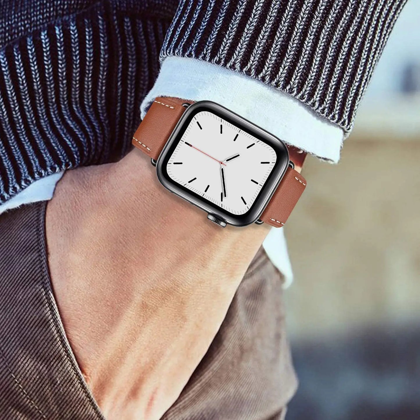Leather Band For Apple Watch Strap 45mm 45mm 40mm 41mm 38mm 42 Single Tour Bracelet Correa iWatch 3 6 SE 7 8 9 ultra 49mm 2035
