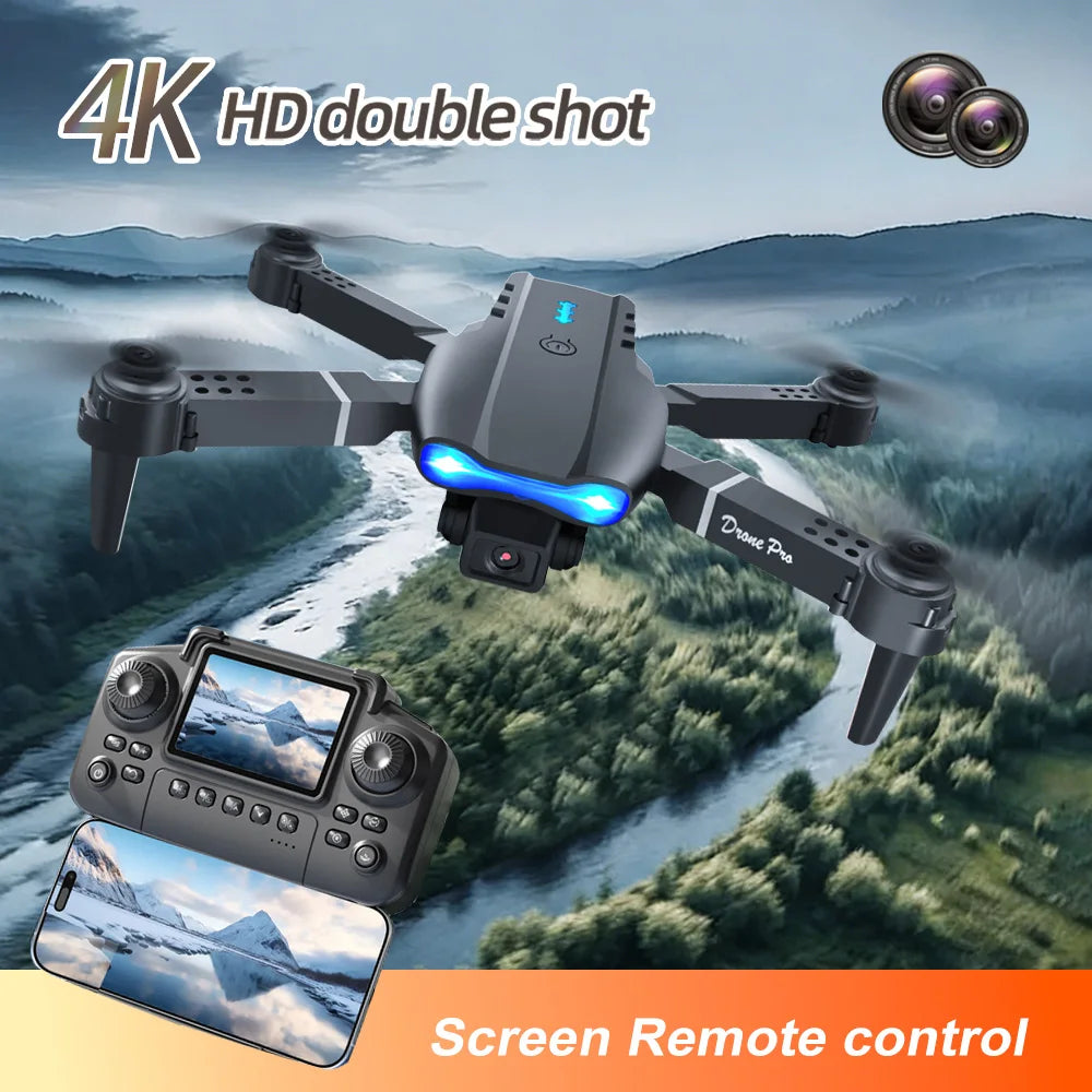 ZNLYRION E99 PRO RC Drone with Screen Remote Control 4K Dual Camera Optical Flow Positioning Obstacle Avoidance Foldable FPV WIFI APP Control One Key Return 360° Flip Quadcopter Toy for Beginners