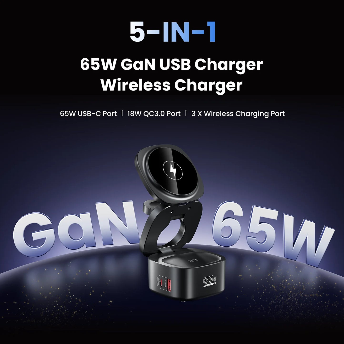 Fast Charger For Macbook Samsung Magnetic 5 in 1 Foldable Wireless Charger Station For iPhone 16 iWatch Airpod