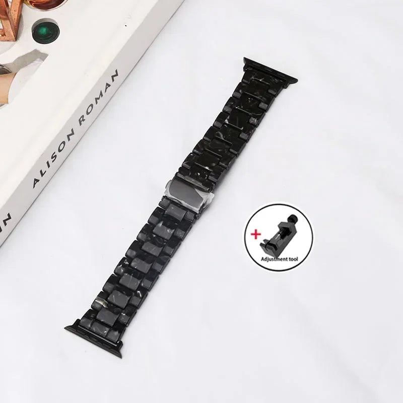 Luxury Resin strap for Apple Watch Ultra 2 Band 49mm 45mm 41mm 40mm 44mm 38mm 42mm Link bracelet iwatch series 9 7 8 6 se 5 4 3