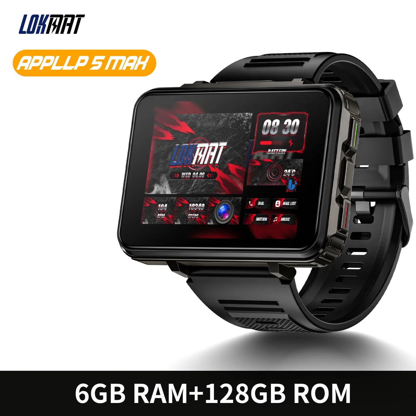 APPLLP 5 MAX Android Watch Phone Square Big Screen Wifi 4G Calls Smartwatches Dual Camera