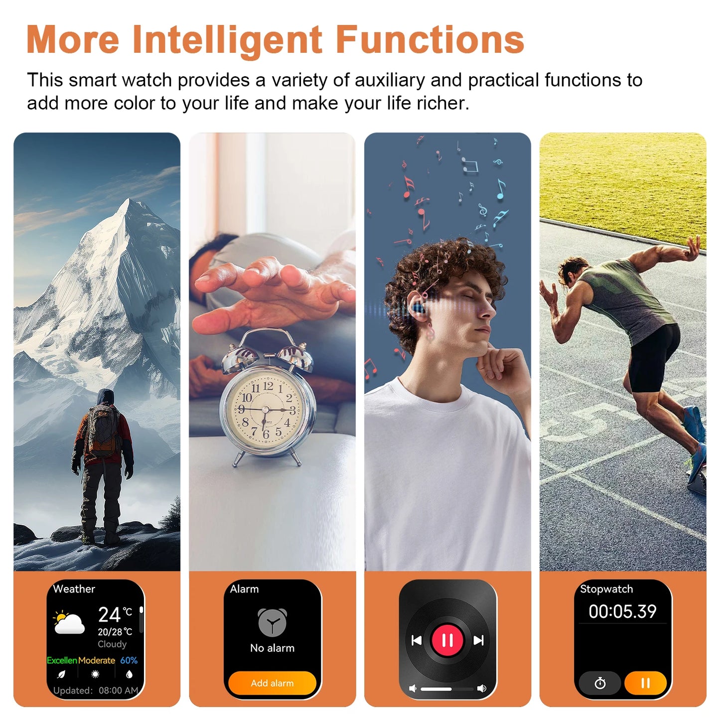 Waterproof Smart Watch 2.01'' HD Display 900mAh Large Battery Smartwatch with Emergency Lighting for Women Men