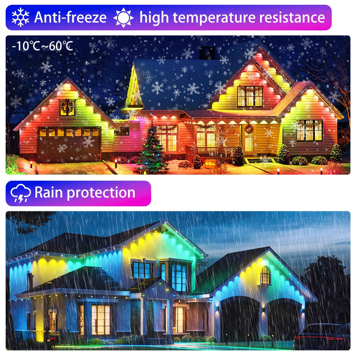 100ft/150ft Smart RGBIC Permanent Outdoor Lights for House, Waterproof Eaves Lighting