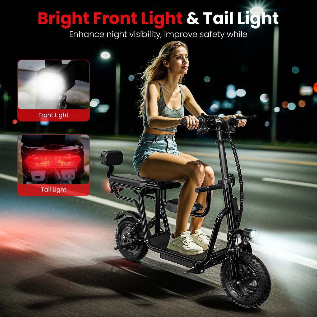 EILLEO Spacewalk 48V Electric Scooter with Seat for Adults, 750W Peak Motor, 18.75MPH Top Speed & 20 Mile Long Range, 14" Pneumatic Tires & Dual Disc Brakes, Foldable with Removable Seat & LCD Display