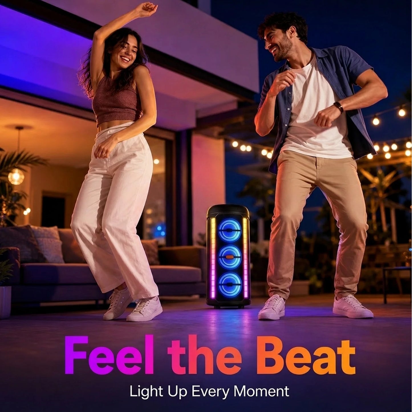 Large Bluetooth speaker, portable handle design, with microphone, compatible with JBl subwoofer party box, with LED lights, comp