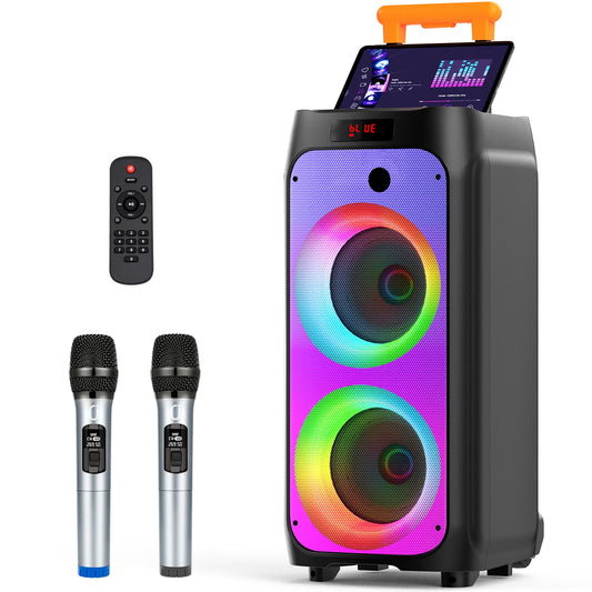 Large Bluetooth Speaker, Wireless Speaker with Wheels and Trolley Bar,