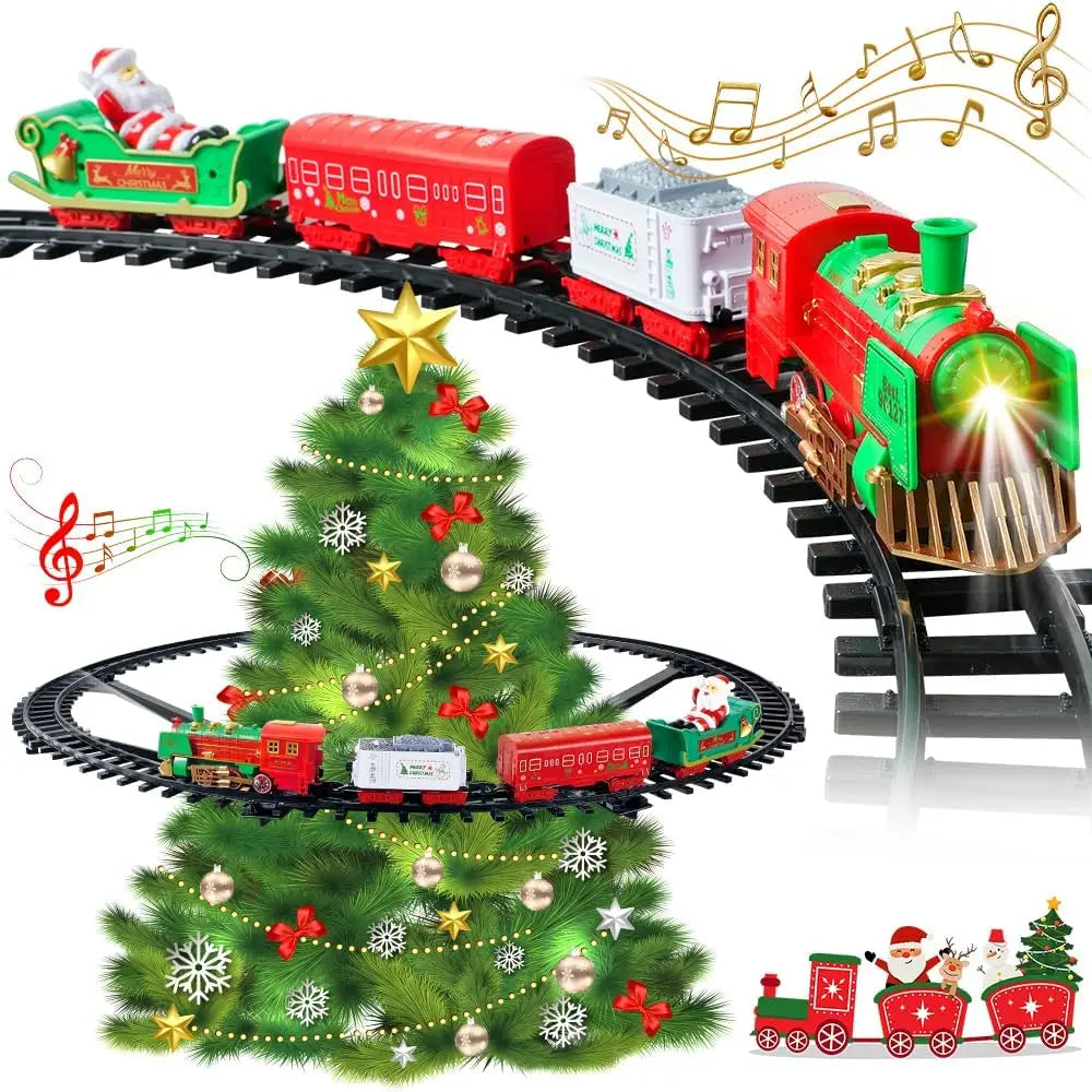Hanging Christmas Train Set Toy Light and Sound Train Around Christmas Tree Decoration