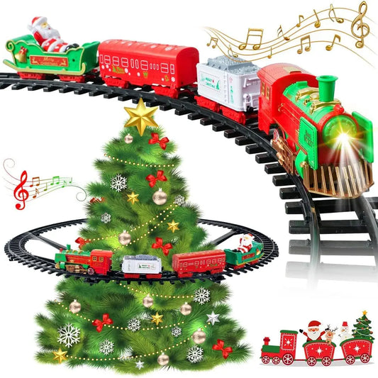 Hanging Christmas Train Set Toy Light and Sound Train Around Christmas Tree Decoration