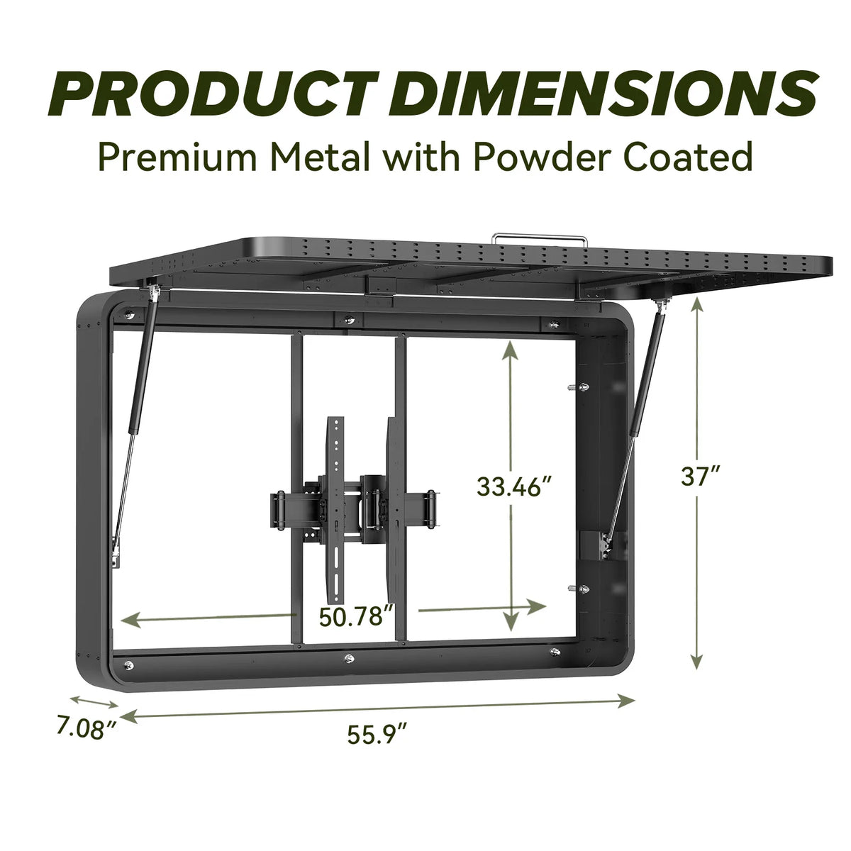 US Stock 55in Outdoor TV Enclosure 55'' Solid Wood Weatherproof TV Cover with Heavy-Duty Single-Arm Mount Television Mental Cover Case