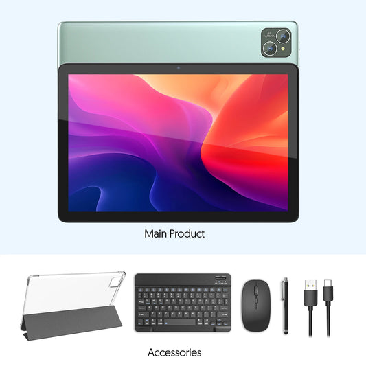 10-inch Android 14 tablet with keyboard, mouse, protective case, stylus, core processor,
