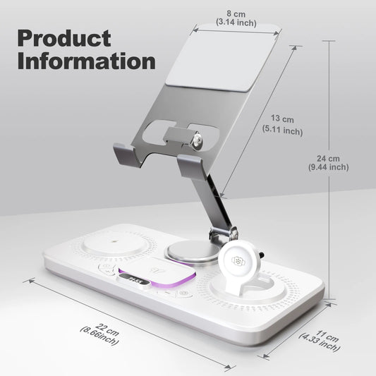 7-in-1 Wireless Charger Stand Pad Magnetic Flexible Type-C 15W Fast Charging for iPhone AirPods Watch iPad Multiple Devices