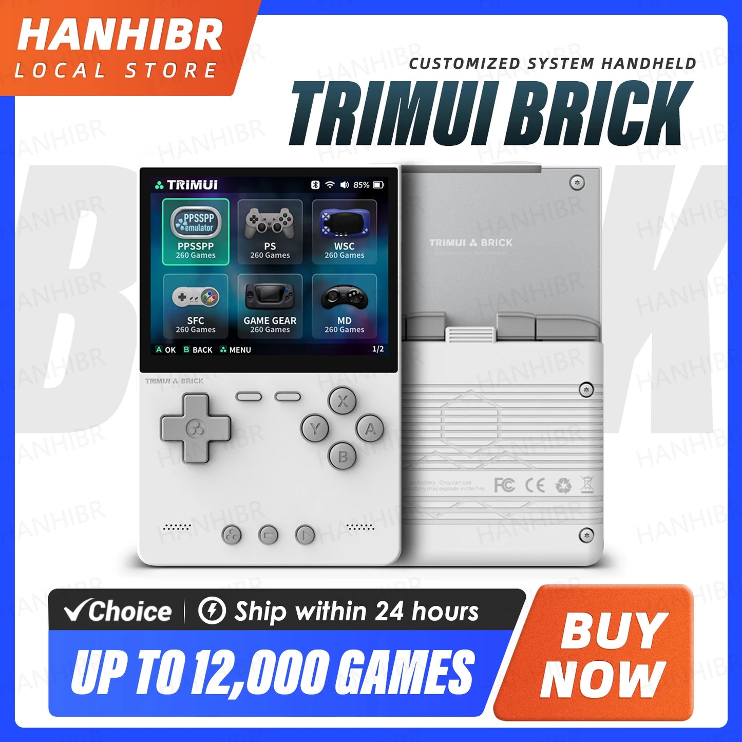 TRIMUI BRICK Handheld Game Console 3.2'' IPS Screen Linux System Trimui UI Metal Back Panel Key