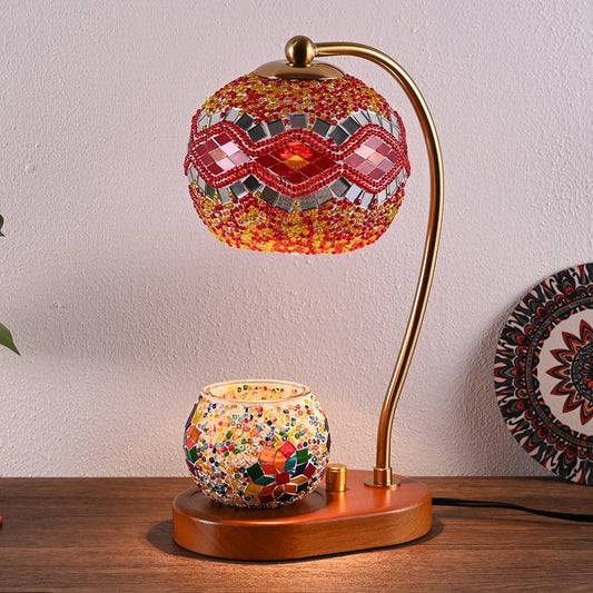 Bohemian style bedside lamp, 3 colors, hand-colored glass table lamp,