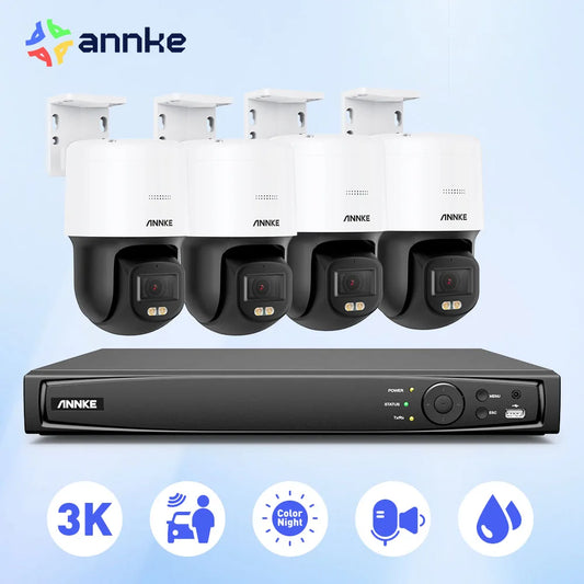 3K PT Speed Dome Security Camera With 4pcs Night Chroma Color Night Vision 2-Way Audio PT Cameras