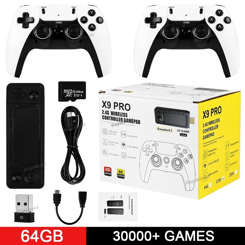 128G 256G X9 PRO GameStick 4KHD TV Video Game Consol 3D Games For Dual 2.4G Controller