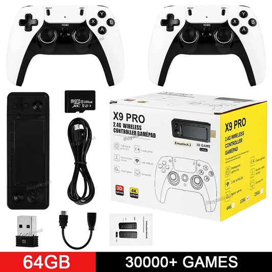 128G 256G X9 PRO GameStick 4KHD TV Video Game Consol 3D Games For Dual 2.4G Controller