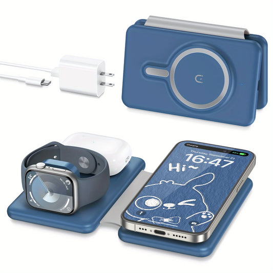 Cell Phone Wireless Charger - 3-in-1 Travel Charging Station