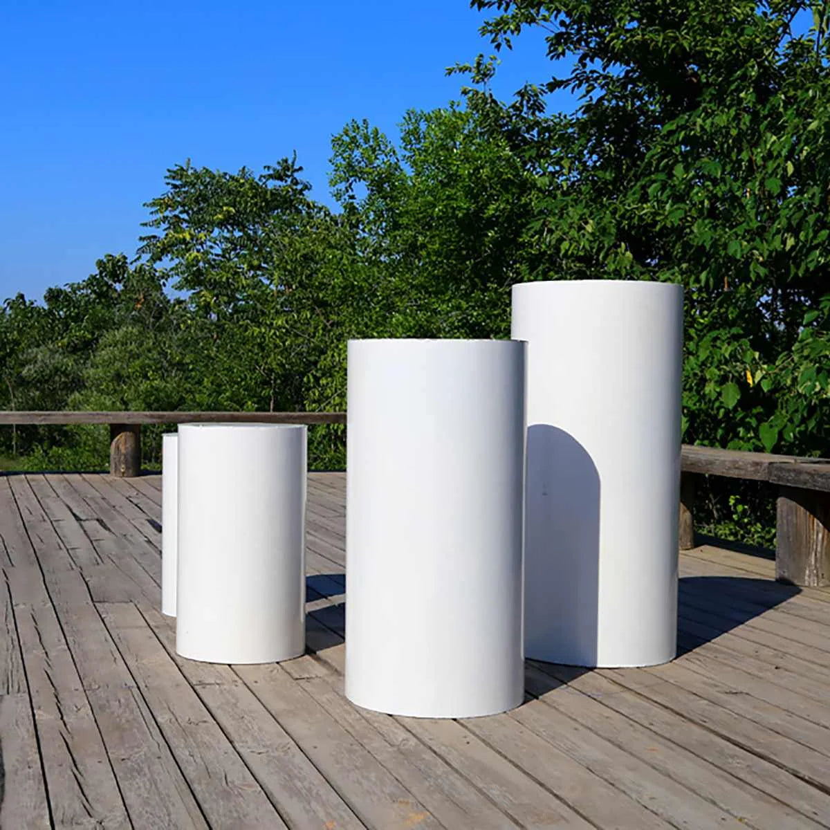 US Delivery 3/5pcs White Cylinder Table Pedestal Stand Decor Backdrop for Party Wedding Decorations Holiday