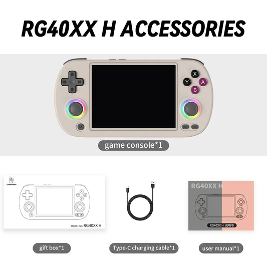 RG40XX H Handheld Game Console 4'' Screen Linux System Joystick RGB Lighting Effect  Player Trimui Console