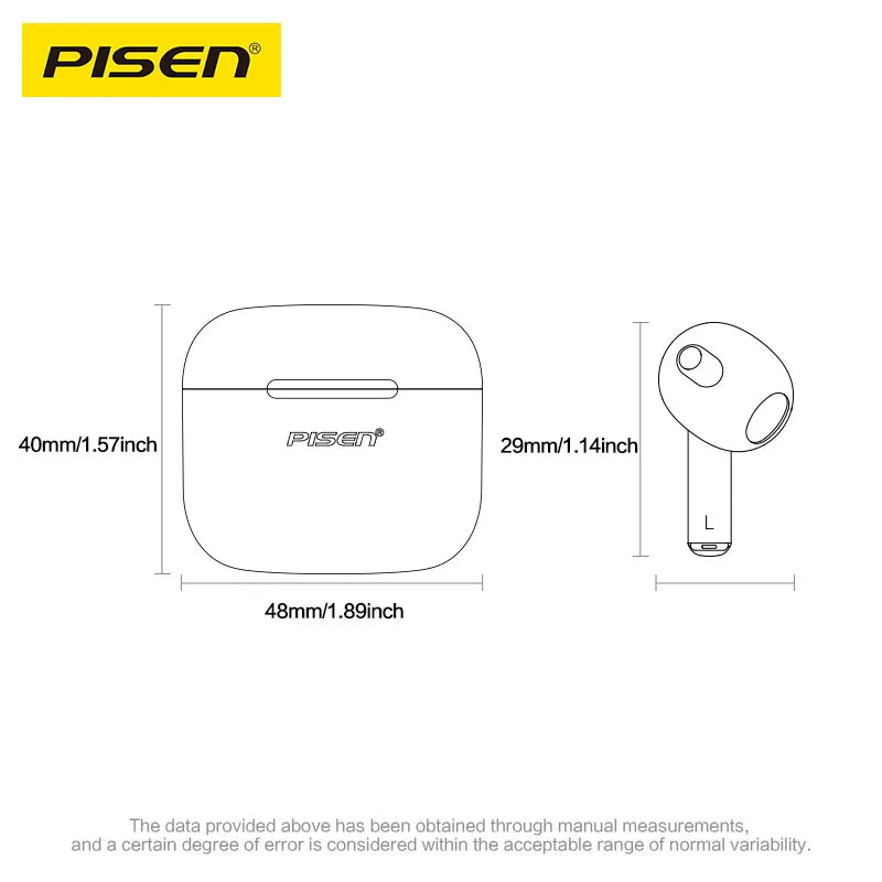 PISEN P1 Wireless Bluetooth Earphones | Microphone Call Noise Cancellation | IPX4 Water-Resistant |25H Long Battery Life