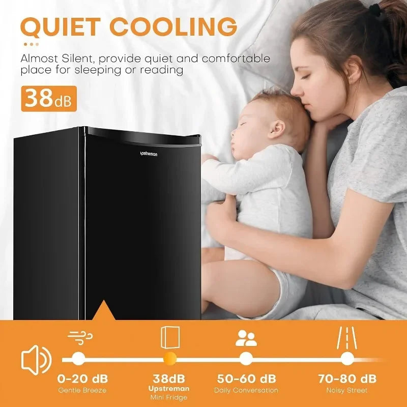 3.2 Cu.Ft Mini Fridge with Freezer, Single Door,