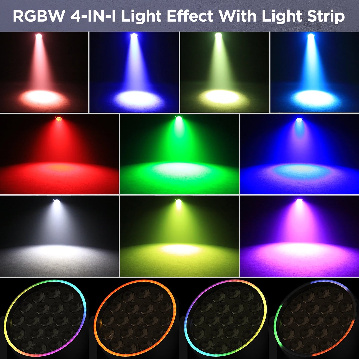 4Pcs 220W Moving Head Lights With Strip 19X8W RGBW LED Beam Wash Zoom Stage Lights
