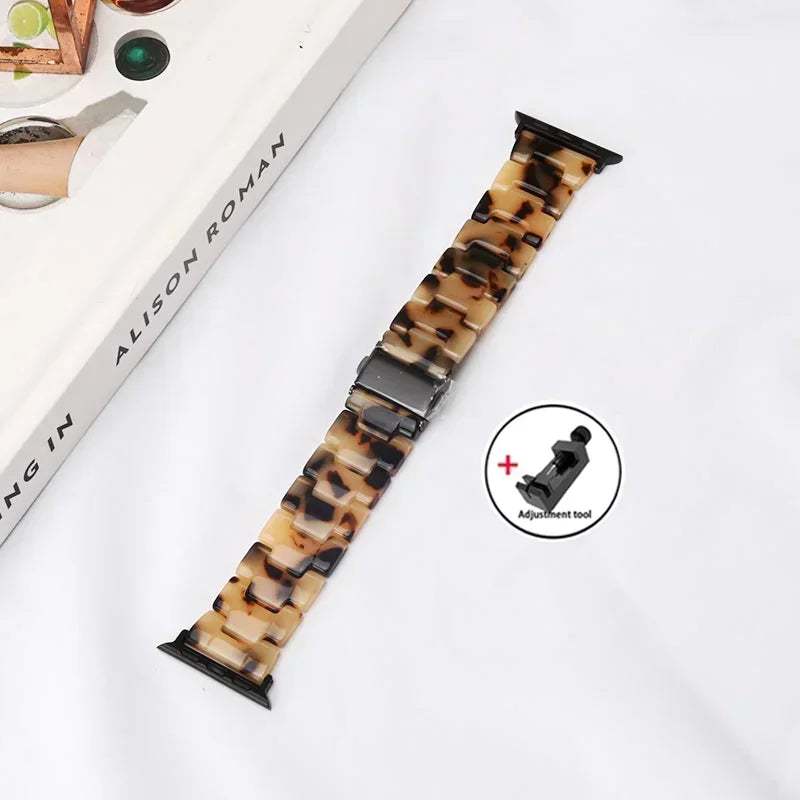 Luxury Resin strap for Apple Watch Ultra 2 Band 49mm 45mm 41mm 40mm 44mm 38mm 42mm Link bracelet iwatch series 9 7 8 6 se 5 4 3
