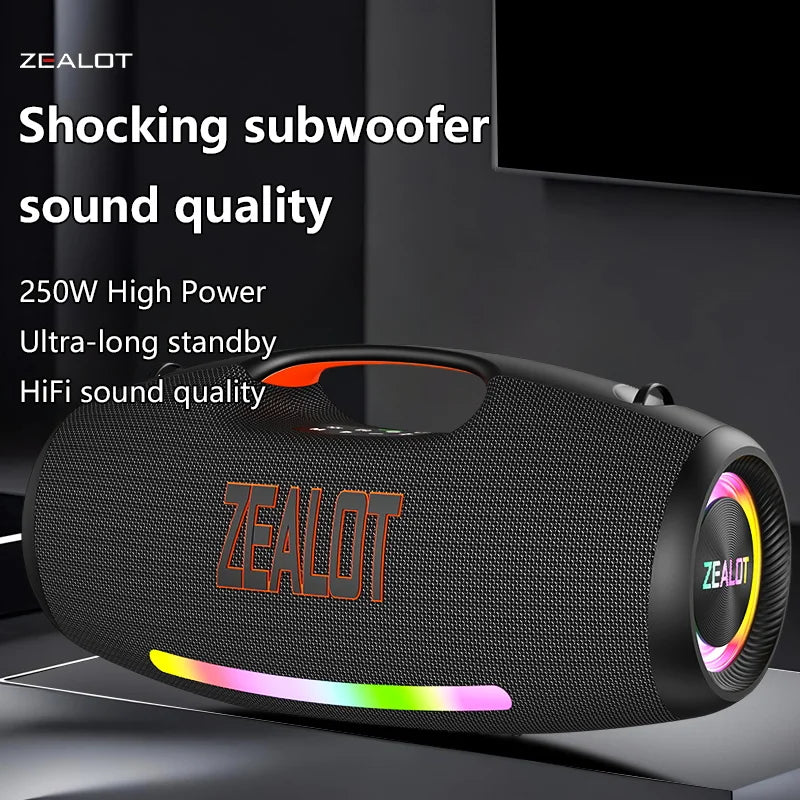250W Portable Bluetooth Speaker High Volume Waterproof 48000mAh Subwoofer TWS Wireless Support USB / TF / Aux RGB lig