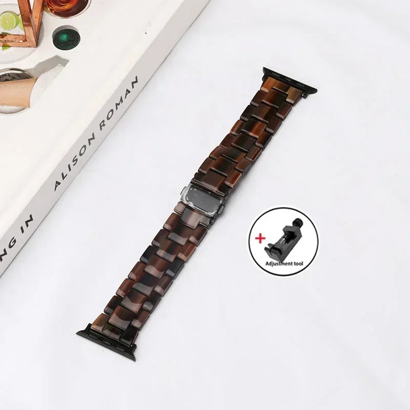 Luxury Resin strap for Apple Watch Ultra 2 Band 49mm 45mm 41mm 40mm 44mm 38mm 42mm Link bracelet iwatch series 9 7 8 6 se 5 4 3