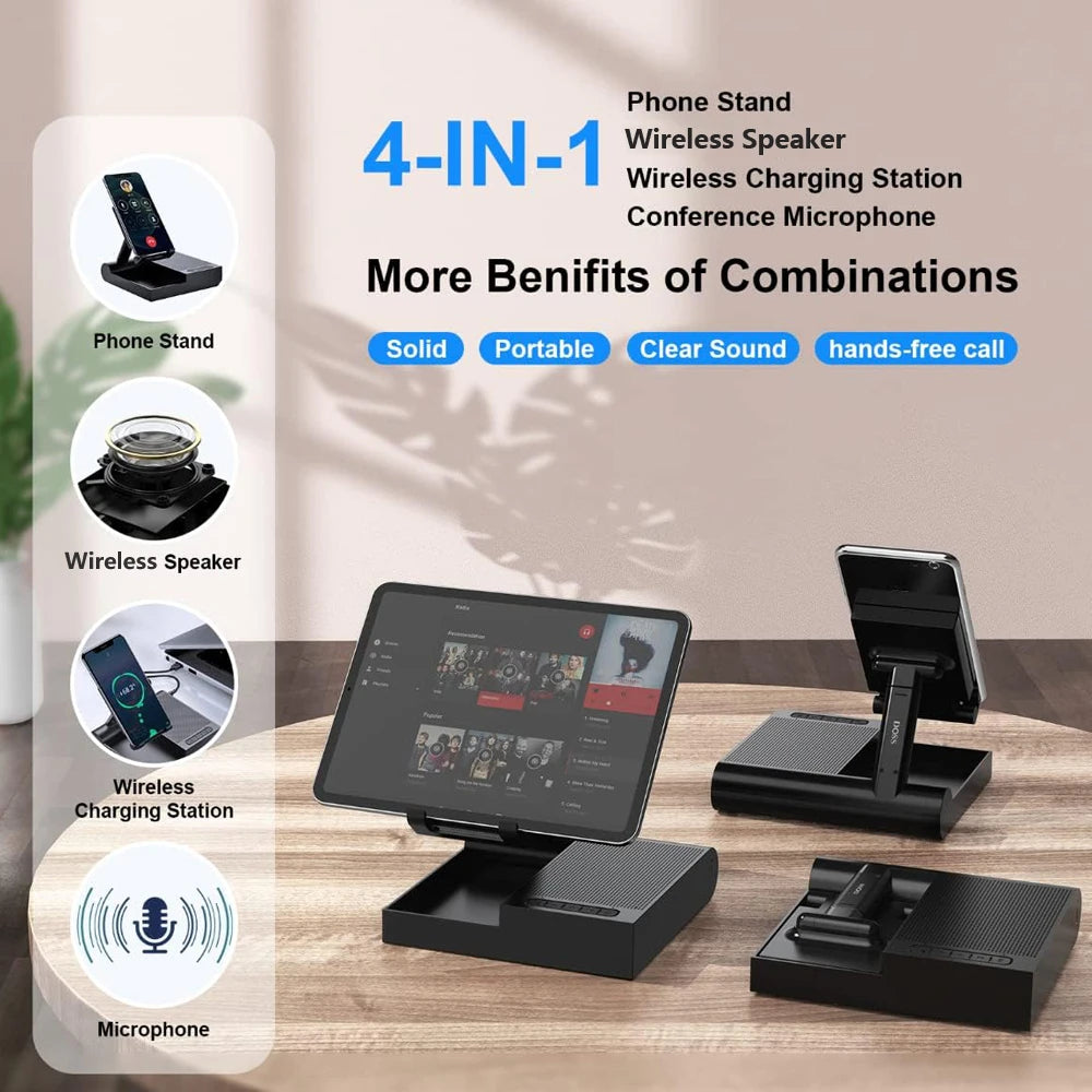 Wireless Bluetooth Speaker Cell Phone Stand 15W Wireless Charger