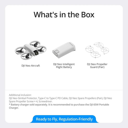 DJI Neo, Mini Drone with 4K UHD Camera for Adults,135g Self Flying Drone that Follows You, Palm Takeoff, Subject Tracking, QuickShots, Stabilized Video, Built-In Propeller Guard