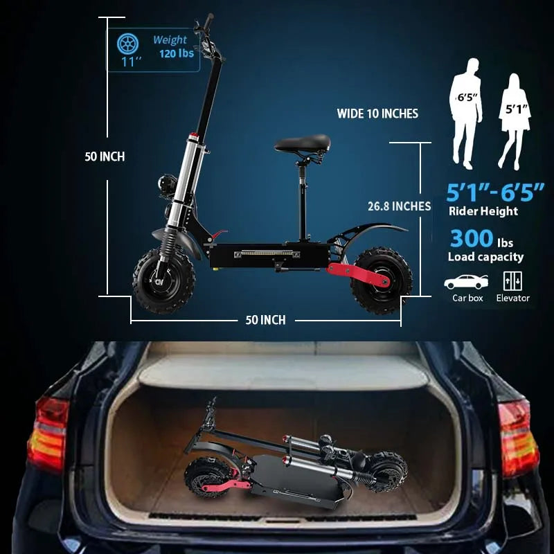 500 Electric Scooter 2400W-5600W Dual Motor Electric Scooters Adults Removable Seat