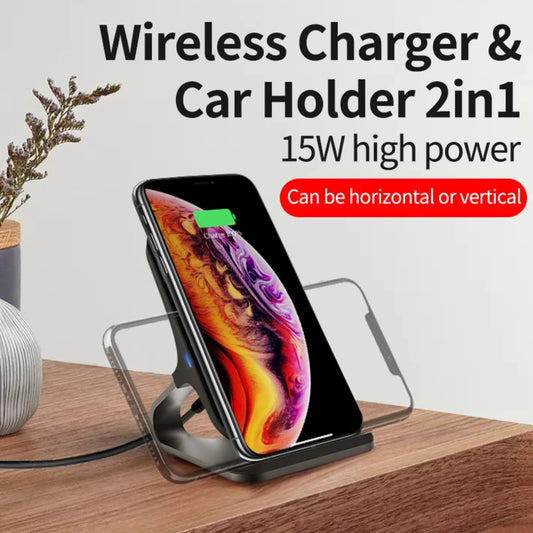 Aluminum Alloy Mobile Phone Wireless Charger Desktop Stand 15W Fast Charging Multifunctional