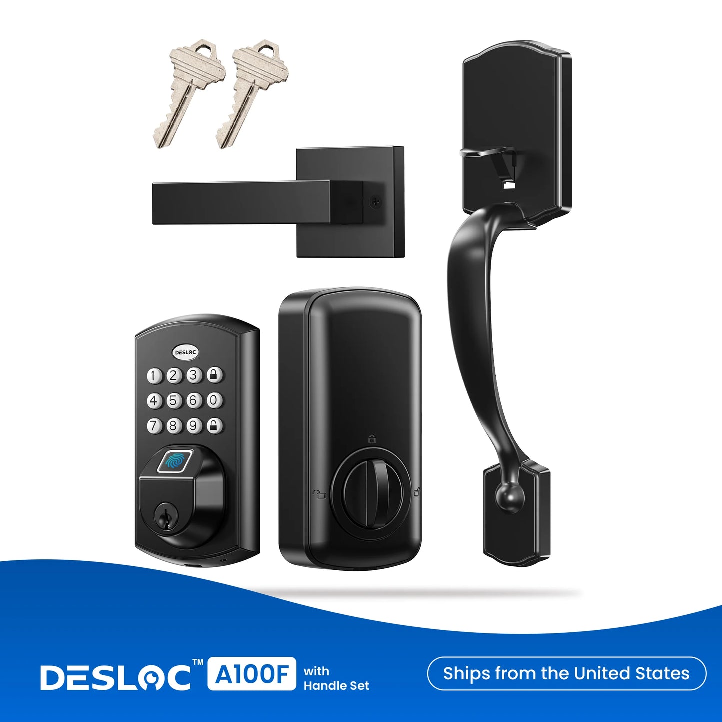 Electronic Keypad Door Lock with Handle Set,Keyless Entry Smart Lock for Front Door,