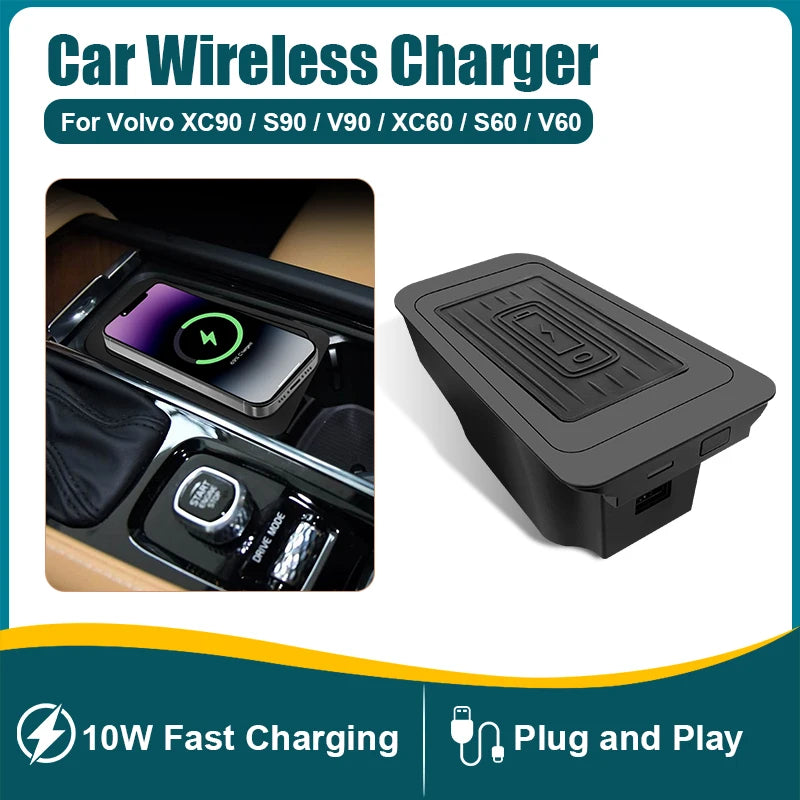 Car wireless charger phone charger charging holder for Volvo XC90 S90 V90 XC60 S60 V60 C60 2018-2021 accessories