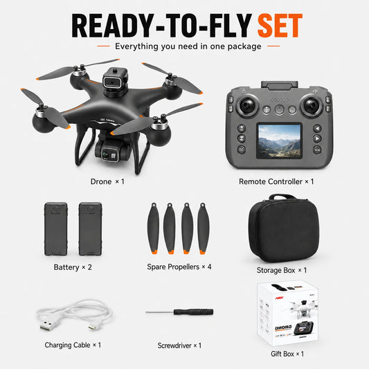 RC Drone 4K HD Dual Camera 90° Adjustable Lens Dual Camera Switch Dual Screen Switch Phone RC Image Transmission Aerial Photography Drone