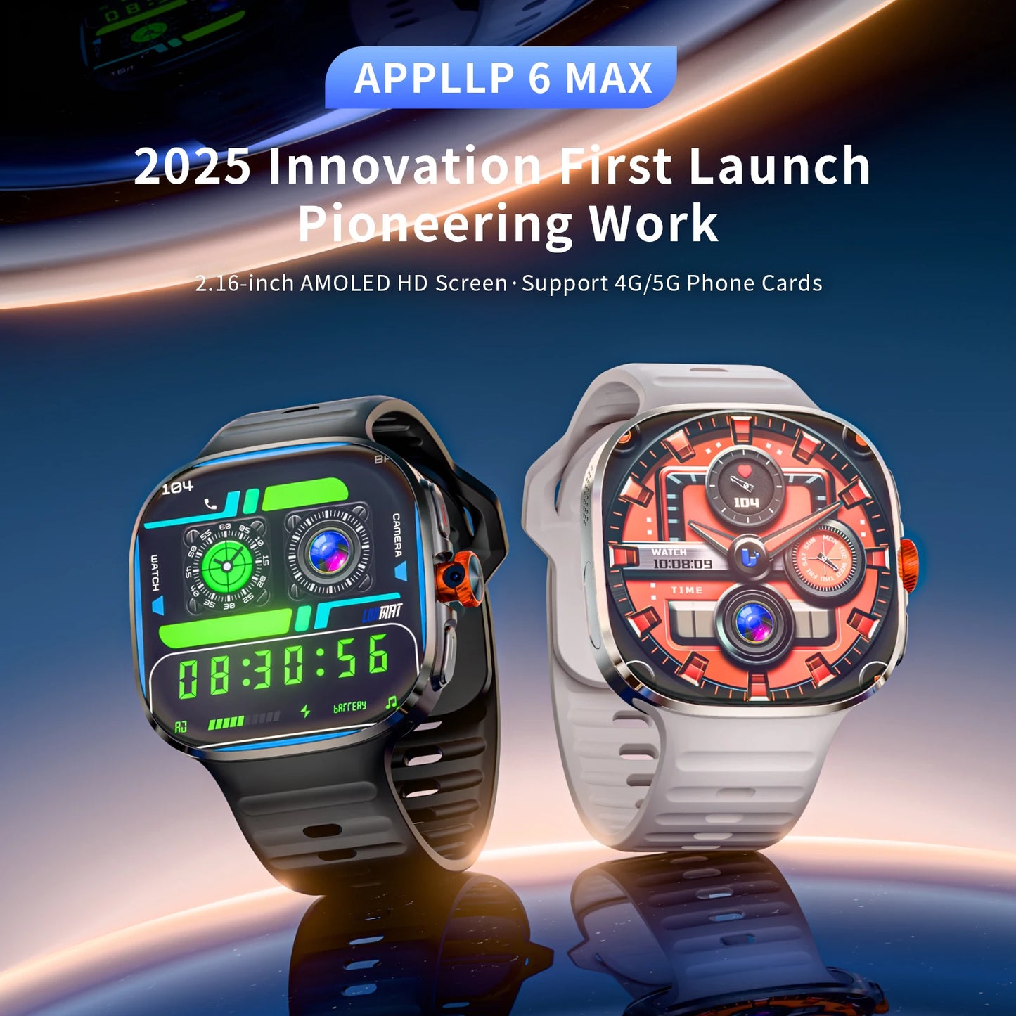 New APPLLP 6 MAX Android Smart Watch Phone Amoled Touch Screen Rotating Camera